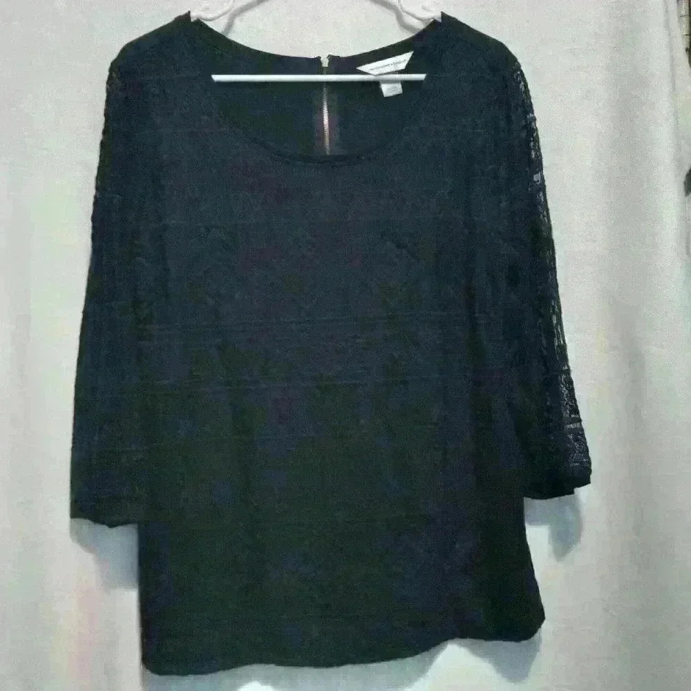 Christopher and Banks black embroidered top